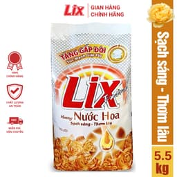 Thumbnail Bột giặt Lix Extra hương nước hoa 5.5kg EH554 tăng gấp đôi sức mạnh giặt tẩy quần áo sạch thơm lâu cho giặt tay, máy 2