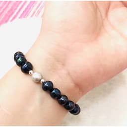 Thumbnail Vòng Tay 7ly Màu Xanh Đen Mix Bi Bạc - Ngọc Trai Trường Thịnh 1