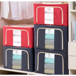 Thumbnail Hộp Vải Đựng Quần Áo Chăn Màn Khung Thép Loại To 66 Lít Gấp Gọn 50*40*33cm, Túi Đựng Đồ Khung Thép Chính Hãng Amalife 4