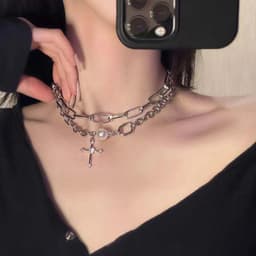 Thumbnail Vòng cổ 17KM nhiều lớp mặt hình bướm/trái tim phong cách vintage cho nữ 4