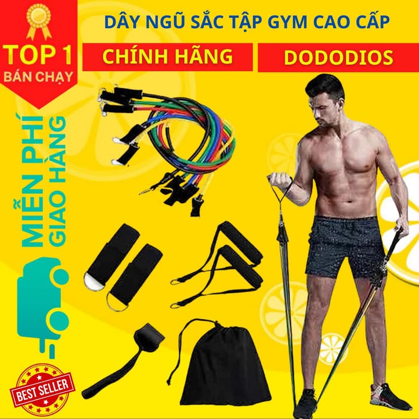 Ảnh Dây Ngũ Sắc Kháng Lực Tập Gym, Thể Hình Đa Năng Tại Nhà Chất Liệu Cao Su Siêu Bền - Hãng Dododios 1