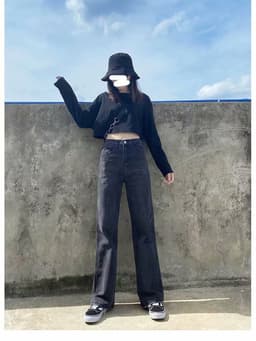 Thumbnail Quần jeans lưng cao ống rộng thời trang xinh xắn cho nữ 2020 3