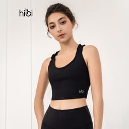 Thumbnail Áo croptop tập Yoga Gym Hibi Sports CR815, kiểu 2 dây nhún bèo, Kèm mút ngực 4