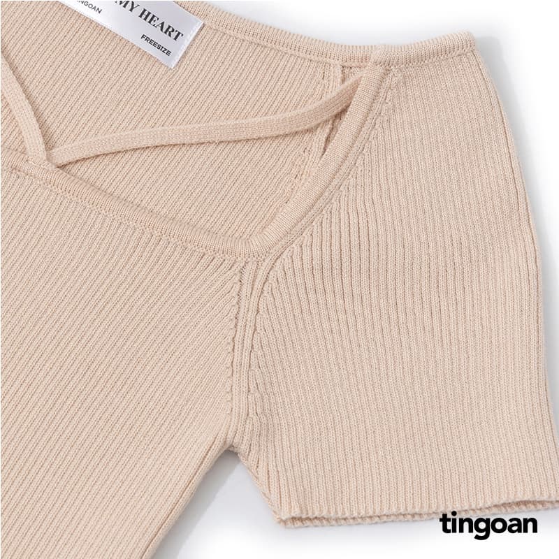 Ảnh TINGOAN® - Áo len xù crop ngắn tay chéo dây nude MISSIN' U TOP/ND phiên bản mới nhất tháng 10 năm 2023 3