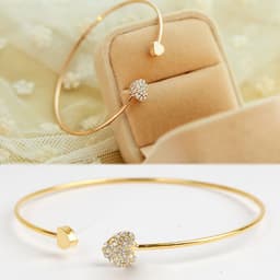 Thumbnail Vòng Tay CRRJU 003G Mặt Hình Trái Tim Đính Kim Cương Giả Phong Cách Hàn Quốc Dễ Thương Cho Nữ 3