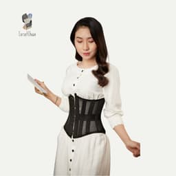 Thumbnail Đai nịt bụng Corset lưới Corset Chuẩn thắt dây phía sau siêu định hình eo màu đen 1