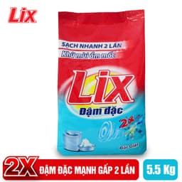 Thumbnail Bột giặt Lix Extra đậm đặc 5,5Kg ED557 gấp đôi sức mạnh làm sạch mọi vết bẩn, khử mùi ẩm mốc cho giặt tay và máy 2