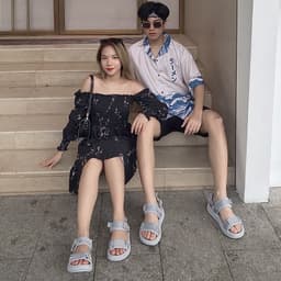 Thumbnail Dép Quai Hậu Unisex Genki Màu Xanh Xám Quai Ngang Đế Cao Su Thời Trang Sport YK278 3