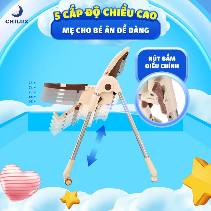 Ảnh Ghế ăn dặm cho bé Chilux Grow S - Điều chỉnh độ cao linh hoạt, ngã lưng 5 cấp độ 4