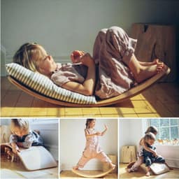 Thumbnail Ván bập bênh, Ván thăng bằng, Đồ Chơi Montessori cho bé - Gỗ Uốn Cong PlyConcept Joy Balance Board 4