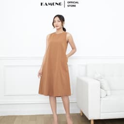 Thumbnail Đầm suông sát nách KAMONG kiểu dáng đầm thiết kế sang trọng, chất liệu đũi xước cao cấp. 2