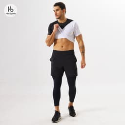 Thumbnail Quần thể thao nam tập gym loại ngắn Hibi Sports M100 - Kiểu 1 lớp xi mặc ngoài, có 2 túi bên 3