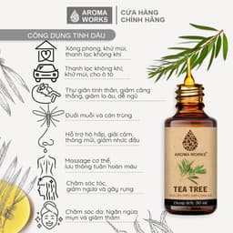 Thumbnail Tinh Dầu Tràm Trà Aroma Works Xông Phòng, Ngăn Ngừa Mụn, Đuổi Muỗi, Khử Mùi - Tea Tree 1