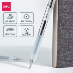 Thumbnail Bút Bi Nước Deli Viết Gel Bấm A575 Ngòi 0.5mm Mực Xanh Đen Đỏ Trơn Tru Cho Học Sinh Văn Phòng 3