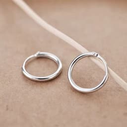 Thumbnail Khuyên tai bạc TLEE tròn trơn nhiều size có chốt basic B0278 4