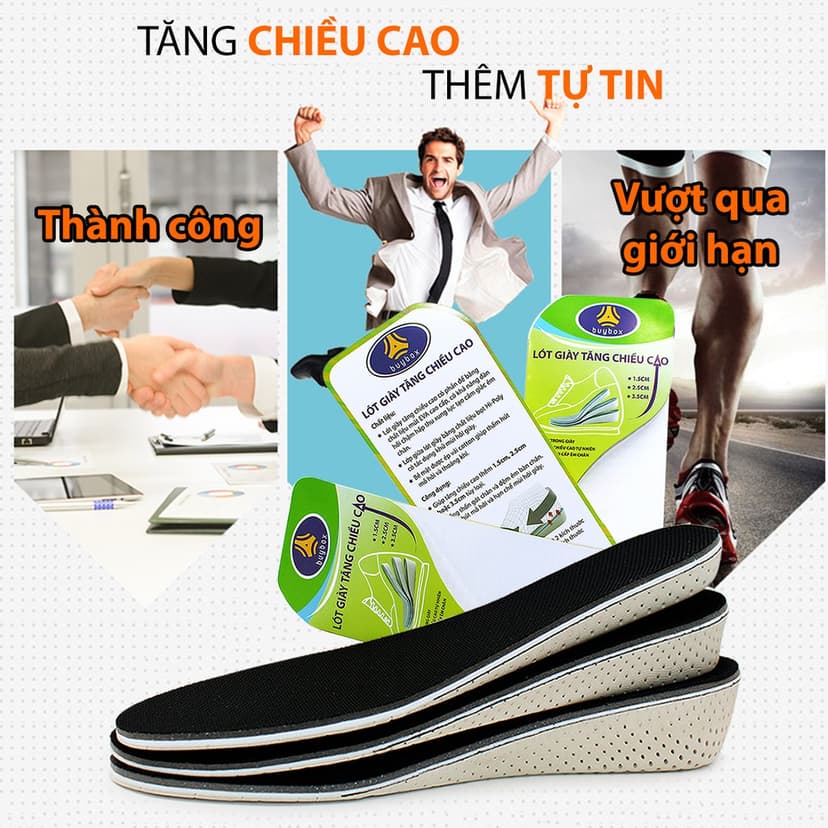 Ảnh Lót giày độn đế tăng chiều cao 2cm, 3cm, 4cm cấu tạo tổ ong thoáng khí - buybox - BBPK57 3