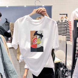 Thumbnail Áo Thun In Hoạt Hình Phong Cách Hàn Quốc Thời Trang Mùa Hè Dành Cho Nữ  Áo Thun Tay Ngắn Plus Size Cho Nữ 4