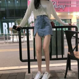 Thumbnail Chân váy jean Màu Đen Lưng Cao Dáng Ôm Thời Trang Mùa Hè Phong Cách Hàn Quốc 2