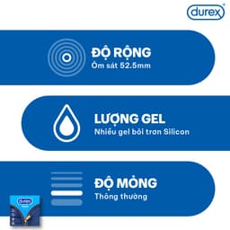 Thumbnail Durex Jeans cơ bản, bôi trơn, size 52.5mm, hộp 3 bao 3
