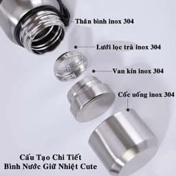 Thumbnail Bình Nước Giữ Nhiệt Cute 1000-1500ml Inox Giữ Nóng Lạnh 8-12 Tiếng Có Nắp Uống, Lưới Lọc Bình Trà, Ly Nước Hãng Amalife 3