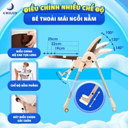 Thumbnail Ghế ăn dặm cho bé Chilux Grow S - Điều chỉnh độ cao linh hoạt, ngã lưng 5 cấp độ 3