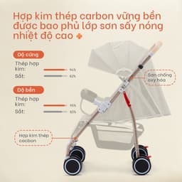 Thumbnail Xe đẩy gấp gọn cho bé Yoboo YB-0067 bánh xe có phanh, tựa lưng chống gù điều chỉnh nhiều góc độ - Hàng chính hãng 4