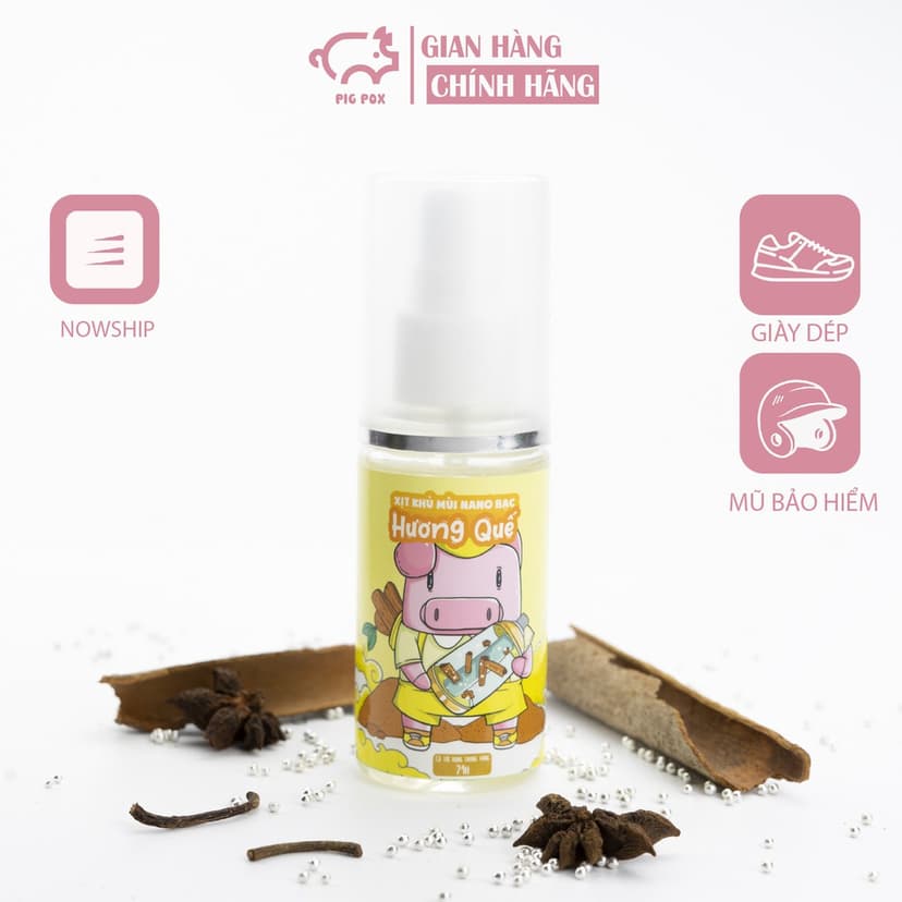 Ảnh Xịt khử mùi nano bạc PIGPOX hương sen dùng cho giày dép, mũ bảo hiểm, quần áo chai 50ml 1