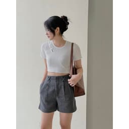 Thumbnail Áo croptop thun nút chéo ngực thời trang GAGO màu trắng/ đen GA4165 4166 2