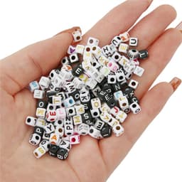 Thumbnail Hạt xỏ Beadia từ nhựa acrylic hình vuông in chữ cái tiếng Anh dùng làm trang sức DIY 4