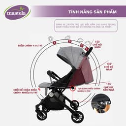 Thumbnail Xe Đẩy Em Bé Mastela 275 Đa Chức Năng Cao Cấp, chất liệu aluminium, gấp gọn mang lên máy bay 4