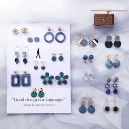 Thumbnail OIMG  Bông tai màu xanh xám hợp kim của phụ nữ 1