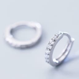 Thumbnail Khuyên tai bạc Tròn Diamond line Bông tai bạc Tiệm bạc 21 Centimeters ( Bán theo chiếc ) 4