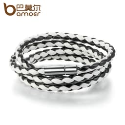 Thumbnail Vòng tay BAMOER PI0063 thiết kế dây da với khóa từ tính có thể điều chỉnh năng động cho nam nữ 4