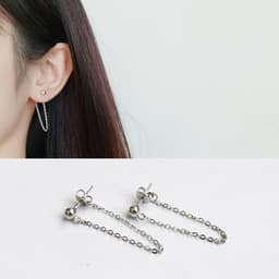 Thumbnail Khuyên tai bạc 925 minidot thả xích độc đáo trẻ trung thu hút Dế Bạc - K5629 2