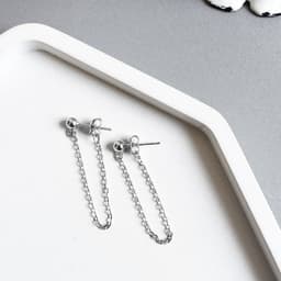 Thumbnail Khuyên tai bạc 925 minidot thả xích độc đáo trẻ trung thu hút Dế Bạc - K5629 3