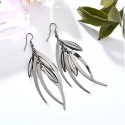 Thumbnail Khuyên tai PINKDUDU PD429 hợp kim dáng dài hình chiếc lá phong cách bohemia đơn giản thời trang cho nữ 1