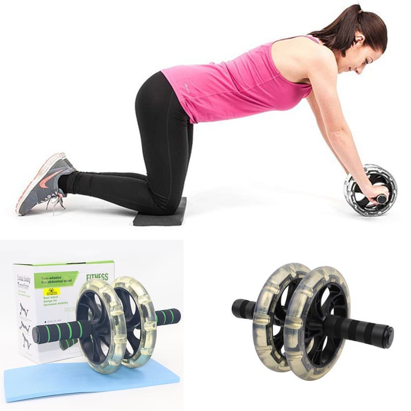 Ảnh Con Lăn Tập Bụng Silicon Bắt Nền Tốt Hơn Tập Gym Thể Dục Thể Thao 2 Bánh Chính Hãng Amalife – Kèm Thảm Lót 3