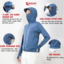 Thumbnail Áo Chống Nắng Nữ 𝐂𝐀𝐑𝐃𝐈𝐍𝐀 2 Lớp Chất Thun Lạnh Nhật Cao Cấp Viền Thể Thao Chống Tia UV 2NF02 3