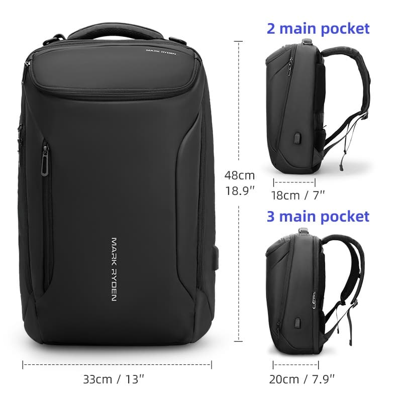Ảnh Ba lô MARK RYDEN Nam Laptop Beg Galas Lelaki YKK Dây kéo Chống thấm nước (17.3 ") 2