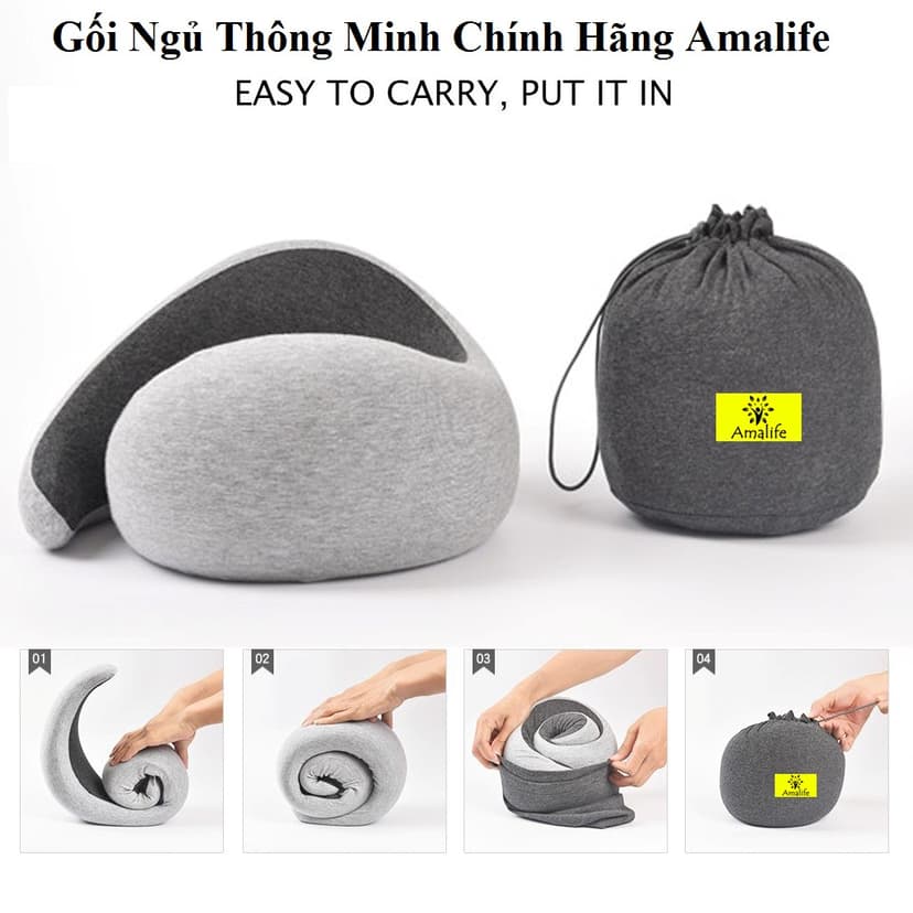 Ảnh Gối Ngủ Văn Phòng Du Lịch Thông Minh Từ Chất Liệu Memory Foam Chính Hãng Amalife mi01 4