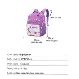 Thumbnail Balo cho bé gái  đi học mẫu giáo mầm non 1989KIDS SHOP siêu nhẹ,chống thấm nước,đáng yêu,kích thước 27cm* 10cm*20cm 2