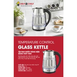 Thumbnail Ấm Siêu Tốc Thủy Tinh CHEF&CHEF CH1703D – Điều Khiển Nhiệt Độ,Đổi Màu Khi Đun, Sang Trọng & Tiện Lợi 4