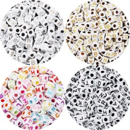 Thumbnail Hạt xỏ Beadia từ nhựa acrylic hình vuông in chữ cái tiếng Anh dùng làm trang sức DIY 2
