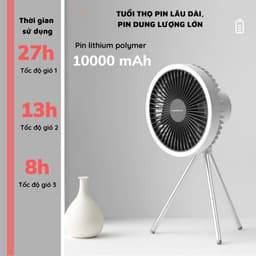 Thumbnail Quạt Tích Điện Đa Năng NANOMAX DQ212, Để Bàn, Treo Tường, Tích Hợp Đèn LED, Pin Dự Phòng, Giá Đỡ Tripod, Du Lịch, Cắm Tr 2