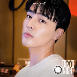 Thumbnail Lens đen giãn tròng có độ 0-8 Tokyo Night nhãn hiệu Angel Eyes, kính áp tròng đen tự nhiên đi học đi làm 2