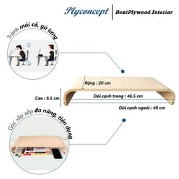 Thumbnail Kệ màn hình máy tính, Bàn Laptop Gỗ uốn cong - Plyconcept Monitor Stand - Laminate chống trầy 2