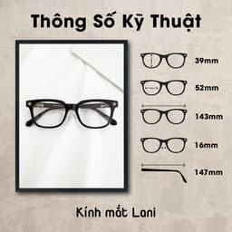 Thumbnail Gọng kính cận dáng vuông cá tính LANI 30163 - Lắp mắt cận theo yêu cầu 1