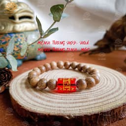 Thumbnail Vòng Tay Trầm Hương Theo Mệnh Tròn Đơn Mix Lu Thống Omani XƯỞNG MỘC VIỆT Mang Lại May Mắn Bình An 3