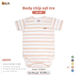 Thumbnail Body chip cộc tay phối sọc Arich,vải sợi tre thông hơi, mát, mịn cho bé trai, gái sơ sinh -18 tháng 3