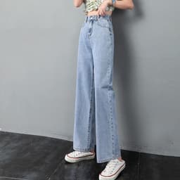 Thumbnail Quần Jeans Lưng Cao Ống Rộng Thời Trang Cho Nữ 3